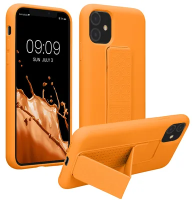 Produktbild von kwmobile Handyhülle für Apple iPhone 11 Hülle - TPU Silikon Case mit Fingerhalter und Stand - Schutzhülle Cover in Fruity Orange