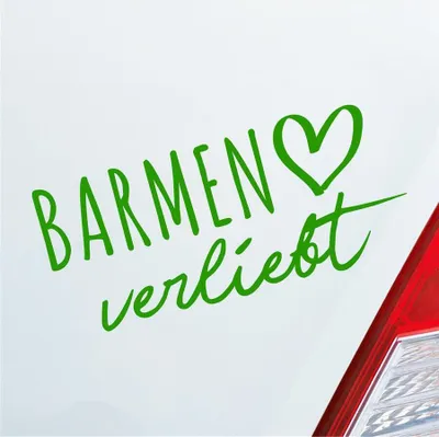 Produktbild von Auto Aufkleber Barmen verliebt Herz Stadt Heimat Liebe Car 19x9 cm Hellgrün Sticker Heckscheibenaufkleber