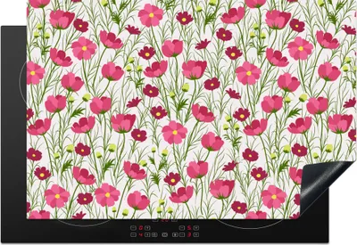 Produktbild von KitchenYeah© Herdabdeckplatte Blumen - Gras - Mohn , 76x51cm, Küche Deko, Glaskeramikkochfeld Herdabdeckung, Abdeckplatte fùr Kochfeld