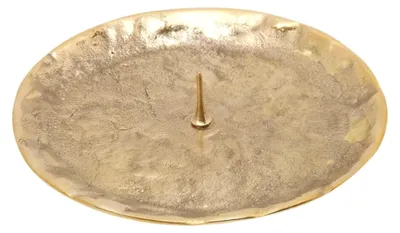 Produktbild von Kerzenteller mit Dorn Ø9 cm aus poliertem Messing, runder Kerzenhalter