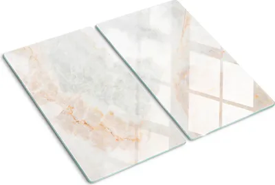 Obrázok produktu pre Sklenená ochranná doska – Kryt varnej dosky – Kryt na indukčnú dosku – 2x30x52 cm – Rýchle čistenie – Tvrdené sklo – Mramor