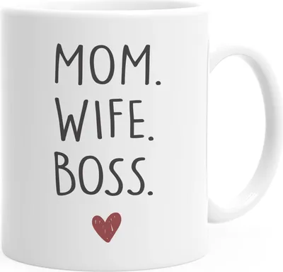 Produktbild von Kaffee-Tasse Mom Wife Boss Dad Husband Legend Geschenk Mama Papa Moonworks® Mom weiß Keramik-Tasse