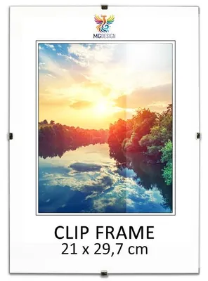 Obrázek produktu pro MG Design, rámeček A4, 21 x 29,7 cm – rámeček bez rámu s akrylátovým sklem a zadní stranou z HDF – vhodný pro fotografie, plakáty a puzzle, lze umístit vertikálně i horizontálně