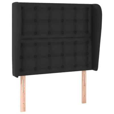 Image de vidaXL Tête de lit avec oreilles Noir 83x23x118/128 cm Similicuir