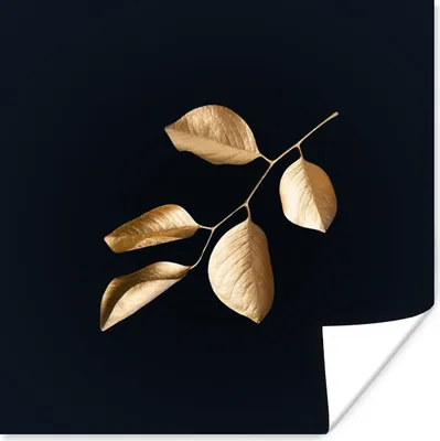 Produktbild von MuchoWow® Poster Blätter - Zweig - Gold - Luxus 75x75 cm - Wand Dekoration