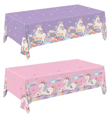 Einhorn-Tischdecken, 2 Stück, 274x137 cm, Rechteckig, Party-Deko