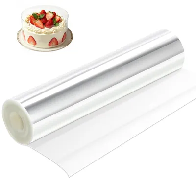 Produktbild von Tortenrandfolie - Transparente Acetatfolie - Zum Backen und Dekorieren - 20 cm Höhe, 10 m Rolle