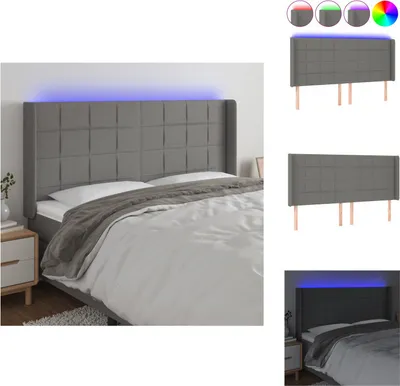 Produktbild von vidaXL LED Kopfteil Dunkelgrau 183x16x118/128 cm Stoff -  Kopf- & Fußenden