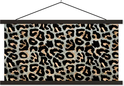 Produktbild von MuchoWow® Textilposter Pantherdruck - Braun - Schwarz - Chic 120x60 cm mit schwarzem Rahmen - Dekoration Schlafzimmer