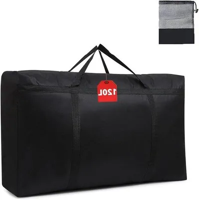 Zdjęcie produktu dla Duża torba do przechowywania kołder - 120 l, wodoodporna i wytrzymała, z zamkiem błyskawicznym i tkaniną 600D Oxford - Torba do przechowywania pod łóżkiem - Wytrzymała torba organizacyjna na pościel, kołdry, poduszki i ubrania - Idealna do przeprowadzek