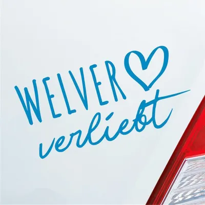 Produktbild von Auto Aufkleber Welver verliebt Herz Gemeinde Liebe Car 19x9 cm Hellblau Sticker Heckscheibenaufkleber