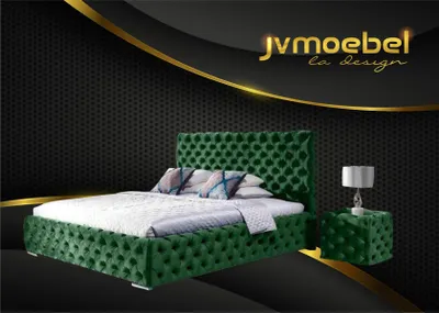 Produktbild von Bett Schlafzimmer Set Design Möbel Modern Luxus Betten Chesterfield Grün 140x200