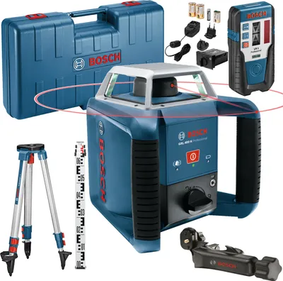 Produktbild von Bosch Rotationslaser GRL 400 H inkl. LR 1 + GR 2400 + BT 152 + Zubehör-Set im Koffer - 06159940JY