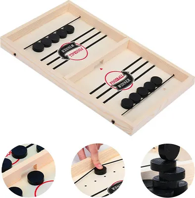 Produktbild von Drevený stolný hokej, stolná hra pre deti, pre súťaženie a spoločenské stretnutia, rodinná stolná hra, 10 guľičiek, 35 x 22 cm - Foosball