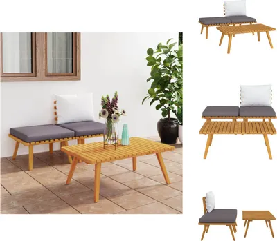 Produktbild von vidaXL 3-tlg. Garten-Lounge-Set mit Kissen Massivholz Akazie -  Gartensofaelemente