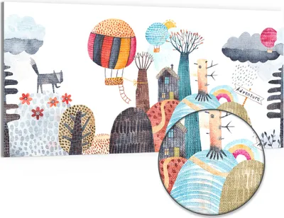 Produktbild von DEQORI Hybrid Leinwand Bild 100x50 cm 'Illustration für Kinder' Wandbild Glas flach modern