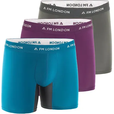 Productafbeelding van FM London heren boxershorts van bamboe, technisch model, 3-pack, gemêleerd, maat M