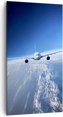 Produktbild von Bild auf Leinwand - Leinwandbild - Flugzeug himmel wolken flug - 55x100cm - Wand Bild - Wanddeko - Leinwanddruck - Bilder - Kunstdruck - Wanddekoration - Leinwand bilder - Wandkunst - PA55x100-2723