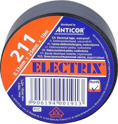 Obrázok produktu pre Solight Izolačná páska 25mm x 0,13 mm x 10m, čierna AP05C