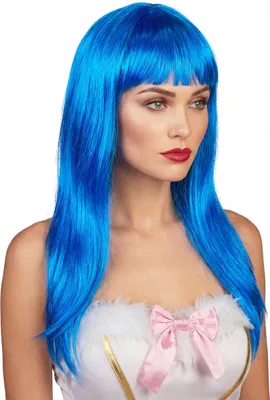 Immagine prodotto di Parrucca da donna a capelli lunghi con frange ondulate blu - taglia unica