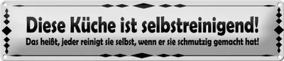 Produktbild von Blechschild  diese Küche ist selbstaufräumend, 46 x 10 cm, Blechschilder Spruch Küche Kochmütze