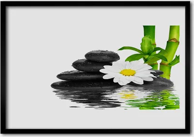 Produktbild von Bild 100x70 MDF-Rahmen Wandkunst Steine ​​Zen Bambussprossen