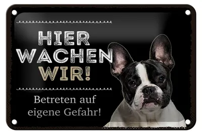 Produktbild von Blechschild Spruch 18x12cm Tiere hier wachen wir eigene Gefahr Schild