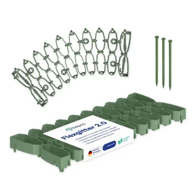 Produktbild von bepco Flexgitter 2.0 - 5er Set (5 Stk., Grün, 47x20x4cm) – flexibles Rasengitter, Mähroboter-geeignet, mit Erdanker, für Garten, Wege & Beete