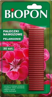 Zdjęcie produktu dla Biopon Pałeczki Nawozowe Odżywka Dla Pelargonii 30szt. Działa 3 Miesiące