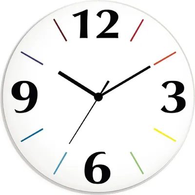 Produktbild von ARTland Glas Wanduhr Funkuhr - 12 Ziffern / schwarzer Zeiger Trendfarbe Weiß-Bunt Größe: 30x30 cm