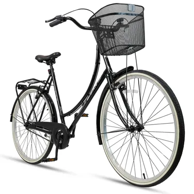 Produktbild von Bisan PARADISE, Schwarz, City Bike, 28 Zoll Fahrrad, mit Korb, Stadtrad für Herren und Damen