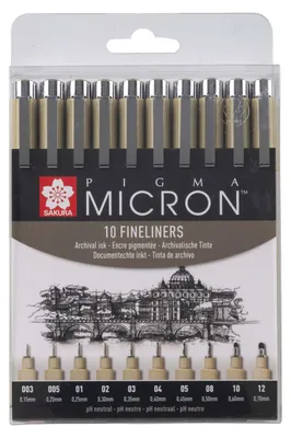 Obrázek produktu pro SAKURA POXSDK10A SAKURA fineliner PIGMA MICRON, balení po 10 kusech, černý
