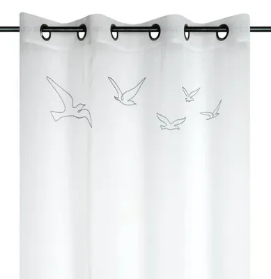 Produktbild von Ösenvorhang Maritim Möwen transparent weiß 140x260cm Voile Gardine