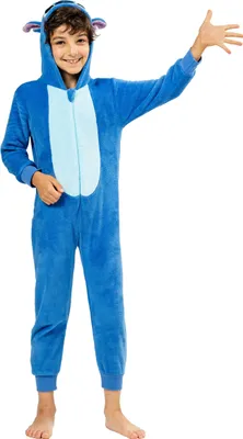 Produktbild von Blauer Alien Stitch Kinderkostüm Onesie 152