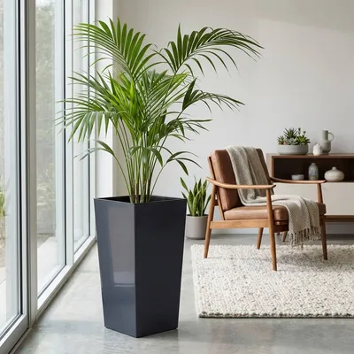 Image de Omgoods - Grande jardinière avec pot intérieur, bac à plantes moderne pour l'intérieur et l'extérieur