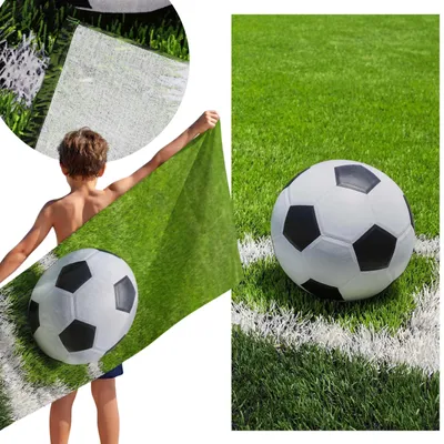 Produktbild von Fußball-Strandtuch für Kinder, schnelltrocknendes Badetuch aus 100 % Baumwolle, 70 x 140 cm,  70x140cm