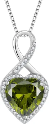 Produktbild von Unendlichkeit Herz Geburtsstein Halskette 925 Silber Damen - Peridot