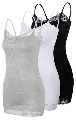 Imagen del producto de Camisetas largas para mujer - Pack de 3 camisetas sin mangas de encaje