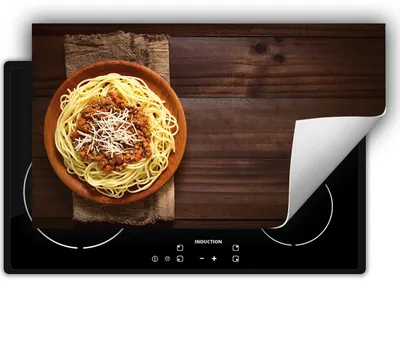 Immagine prodotto di DarHaus Piastra di copertura per fornelli 90x52 cm Tappetino antiscivolo Roll-up, spaghetti - legno