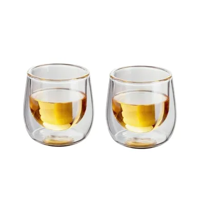 Produktbild von 2er Set KAFFEETASSE Glas Kaffeebecher Doppelwandig Teetasse Thermo 75 ml JUDGE