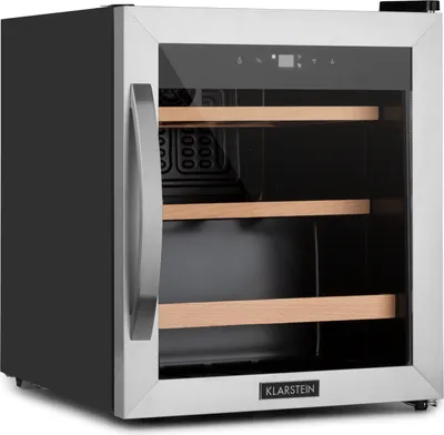 Produktbild von Klarstein Weinkühlschrank, Getränkekühlschrank Schmal, Kühlschrank mit Glastür, Getränkekühlschränke Freistehend, Weinkühlschrank Klein, Weinkühlschränke 1 Zone, UV-Schutz, 4-18 °C, 12 Flaschen