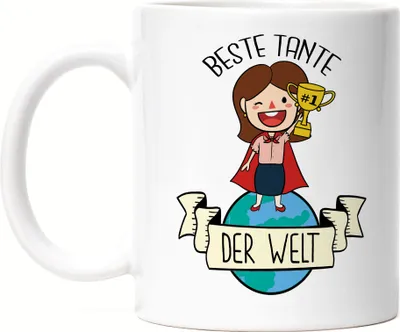 Produktbild von Beste Tante der Welt Pokal Tasse Lustig Geschenkidee Geschwister Geburtstag Nichte Neffe