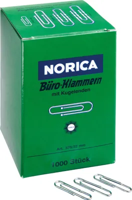Produktbild von NORICA Büroklammer 2220 32mm Metall glanzverzinkt 1.000 St./Pack.