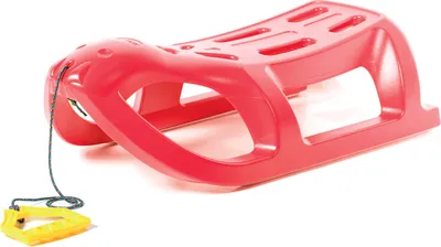 Produktbild von FORTENA Schneeschlitten mit Metallschienen und Seil ohne Rückenlehne - Kunststoff Rodelschlitten für Kinder und Erwachsene - Plastik-Schlitten, Schneebobs, Kinderschlitten, Rodel Kinderbob ROT
