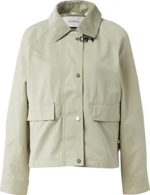 Produktbild von Comma Jacke, kurze Outdoor-Jacke aus Baumwoll-Mix mit Kord-Kragen, Grün, Größe 42