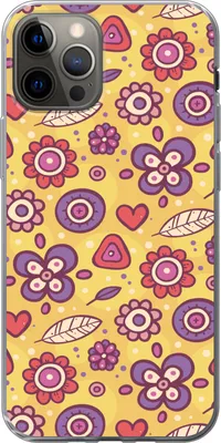 Produktbild von MuchoWow® Handyhülle Schutzhülle Hülle für Telefoonhoesje iPhone 12 Pro Muster - Blumen - Lila - Orange Silikon Softcase Handy Hülle - Abdeckung
