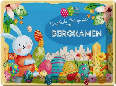 Produktbild von vianmo Blechschild 30x40 cm Ostern Ostergrüße BERGKAMEN Gruß