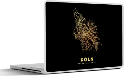 Produktbild von MuchoWow® Laptop Aufkleber Sticker Cover Köln - Karte - Gold - Stadtplan 32.5x23.5 cm - Sticker für Laptop - Selbstklebend