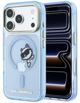 Productafbeelding van Karl Lagerfeld Peekaboo Logo MagSafe hoesje voor Apple iPhone 18 Pro Max / 17 Pro Max, blauw