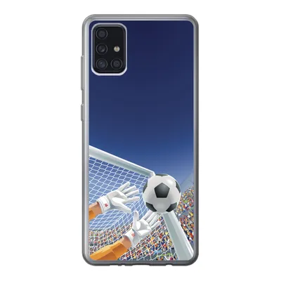 Produktbild von MuchoWow® Handyhülle Schutzhülle Hülle für Samsung Galaxy A52 5G Eine Illustration eines Torwarts, der den Fußball stoppt - Junge - Mädchen - Kind Silikon Softcase Handy Hülle - Umschlag